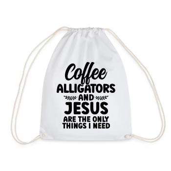 Coffee Alligators And Jesus - Turnbeutel - Weiß - Vorne