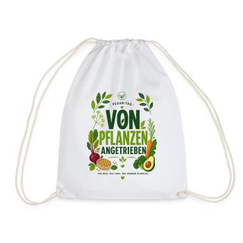 Von Pflanzen angetrieben - Veganes T-Shirt  - Turnbeutel - Weiß - Vorne