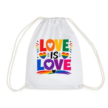 Love Is Love LGBTQ Statement Regenbogen Motiv CSD - Turnbeutel - Weiß - Vorne