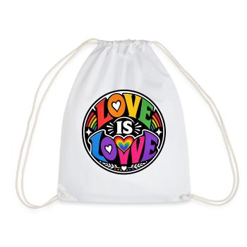 Love Is Love Rainbow Statement Retro CSD - Drawstring Bag - white - Front