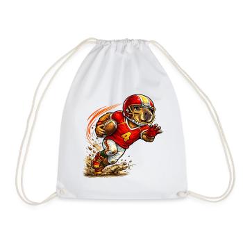 Cute Capybara Playing American Football - Drawstring Bag - white - Front