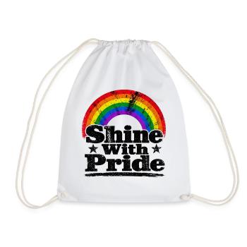 Shine With Pride Regenbogen Vintage Shirt Sticker - Turnbeutel - Weiß - Vorne