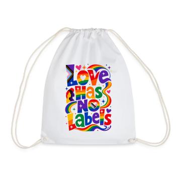 Love Has No Labels Saying for Gays & Lesbians - Drawstring Bag - white - Front