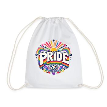 Pride Rainbow Disco CSD Saying Outfit - Drawstring Bag - white - Front
