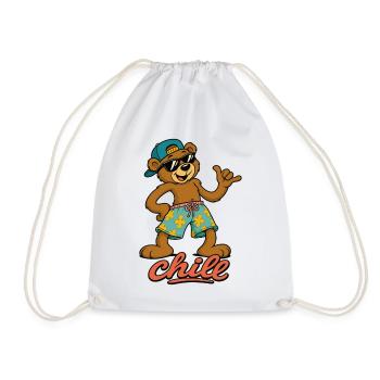 Cooler Sommer Bär im Beach Look - Turnbeutel - Weiß - Vorne