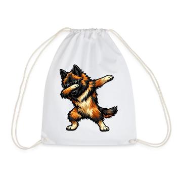 Dabbing Tervueren in comic style - Drawstring Bag - white - Front