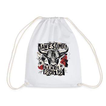 Vintage 2012 Bull Vintage Awesome Since 2012 - Drawstring Bag - white - Front