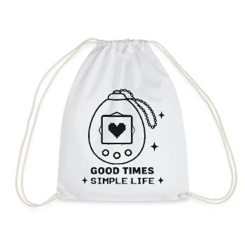 Retro Pocket Device Heart – Good Times - Drawstring Bag - white - Front