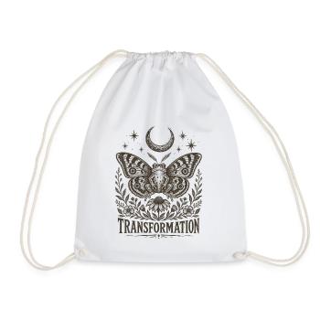 Transformation Butterfly Moon Mysticism New Beginning - Drawstring Bag - white - Front