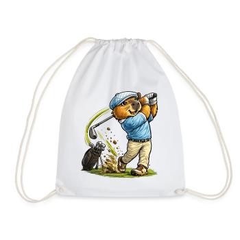 Sweet capybara at golf - Drawstring Bag - white - Front