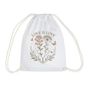 Love Is Love Floral T-Shirt Botanical Vintage - Drawstring Bag - white - Front