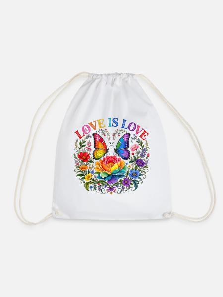 Love Is Love Pride Blumen Schmetterling LGBTQ CSD - Turnbeutel - Weiß