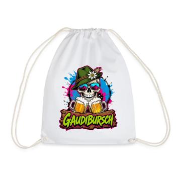 Totenkopf mit Trachtenhut Bier Spruch Bursche - Turnbeutel - Weiß - Vorne