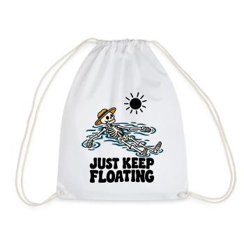 Just Keep Float – lustiges schwimmendes Skelett - Turnbeutel - Weiß - Vorne