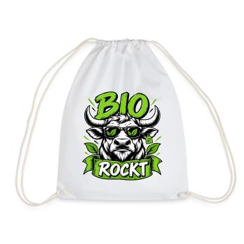 Bio Rockt – Cooles Stier Design - Turnbeutel - Weiß - Vorne