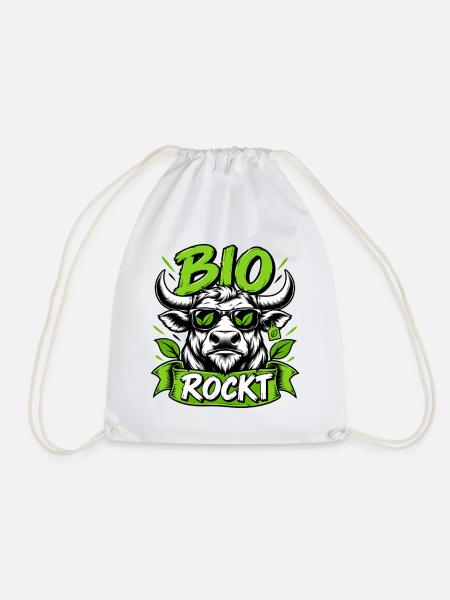 Bio Rockt – Cooles Stier Design - Turnbeutel - Weiß
