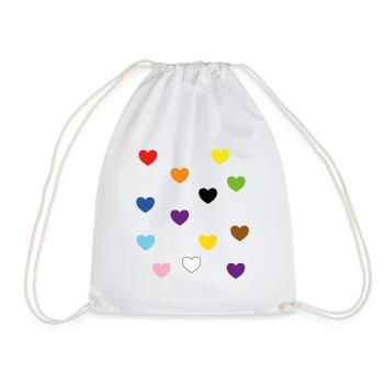 Rainbow Hearts – Inklusive Pride-Farben - Turnbeutel - Weiß - Vorne