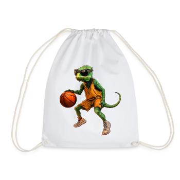 Basketball-Echse im Orange-Trikot - Turnbeutel - Weiß - Vorne