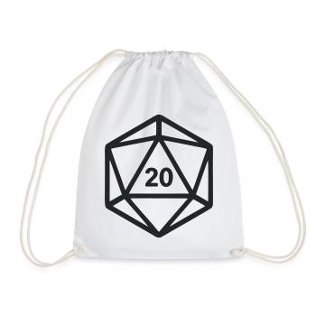 D20 Wuerfel Rollenspiel Grafik - Turnbeutel - Weiß - Vorne