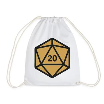 D20 Wuerfel Rollenspiel Icon - Turnbeutel - Weiß - Vorne