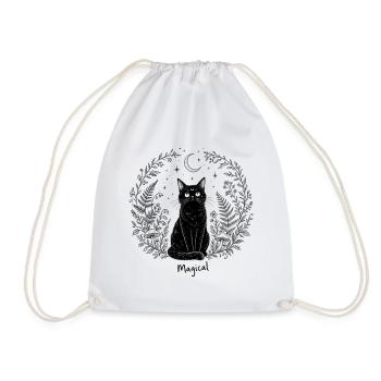 Schwarze Katze Magical Mond Mystisch Cottagecore - Turnbeutel - Weiß - Vorne