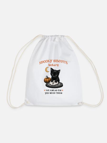 Halloween Katze mit Geisterkeks - Turnbeutel - Weiß