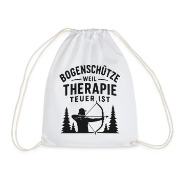 Bogensport Spruch Therapie Teuer - Turnbeutel - Weiß - Vorne