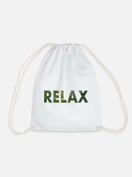 RELAX-Wort mit Foto - Turnbeutel - Weiß