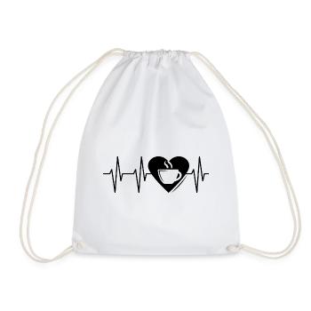 pulse, coffee, heart, love, heartbeat, symbol, enjoyment - Drawstring Bag - white - Front