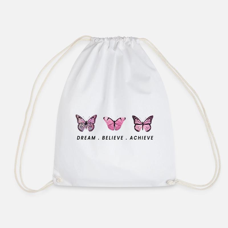 Dream. Believe. Achieve. - Drawstring Bag - white
