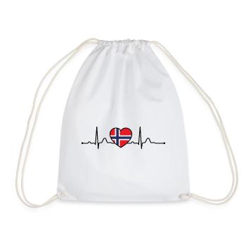 Norway Heartline Heartbeat Scandinavia Holidays - Drawstring Bag - white - Front