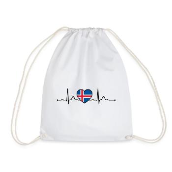 Iceland Heartline Heartbeat Scandinavia Holidays - Drawstring Bag - white - Front
