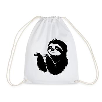 Cool paresseux silhouette portrait visage tête - Sac de sport léger - blanc - Devant