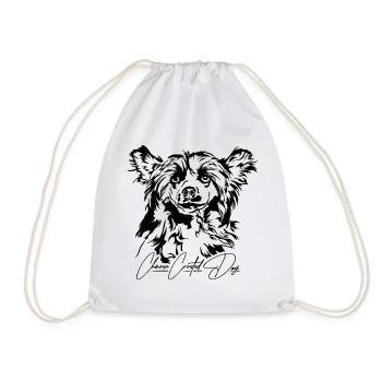 CHINESE CRESTED DOG Powderpuff Portrait Wilsigns - Turnbeutel - Weiß - Vorne