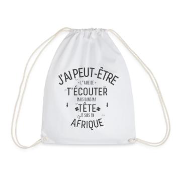 Dans ma Tête je suis En Afrique - Sac de sport léger - blanc - Devant