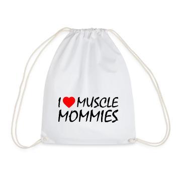 I love muscle mommies - Drawstring Bag - white - Front