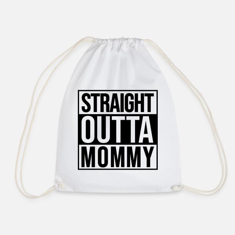 Funny babysitter straight outta mommy - black - Drawstring Bag - white