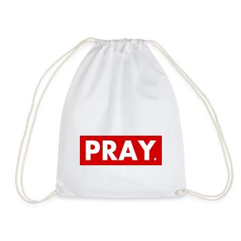 Pray - Drawstring Bag - white - Front