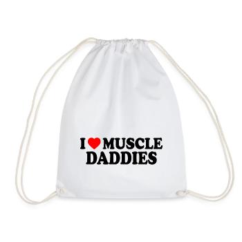 I love muscle daddies - Drawstring Bag - white - Front