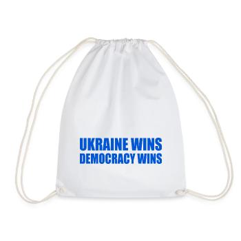 Ukraine wins democracy wins - Drawstring Bag - white - Front