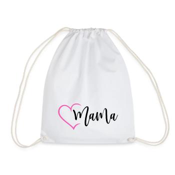 Mom with Heart Mother Love Mother's Day Child Gift - Drawstring Bag - white - Front