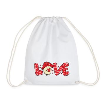 Mushroom in love heart couples valentine's day - Drawstring Bag - white - Front