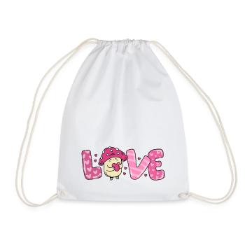 Mushroom in love heart couples valentine's day - Drawstring Bag - white - Front