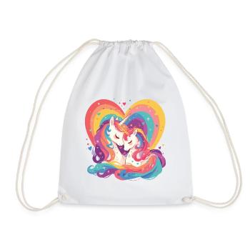 Unicorn Heart Love Cuddle Hug Cute Cute - Drawstring Bag - white - Front