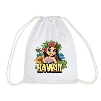 Hawaii Aloha Frau Blumen Palmen Strand Meer Insel - Turnbeutel - Weiß - Vorne