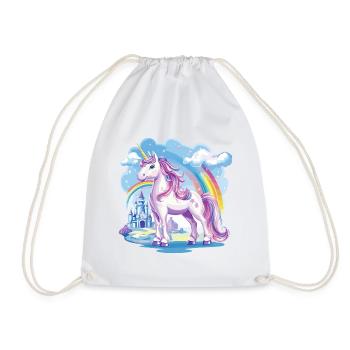 Einhorn Regenbogen Schloss Bunt Magie Fantasie - Turnbeutel - Weiß - Vorne