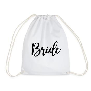 Bride bridal wedding gift - Drawstring Bag - white - Front