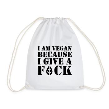 I am vegan Because i give a fuck gift - Drawstring Bag - white - Front