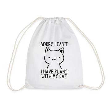 Sorry i can`t have plans with my cat gift - Drawstring Bag - white - Front
