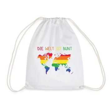 Die Welt ist Bunt LGBT Geschenk - Turnbeutel - Weiß - Vorne